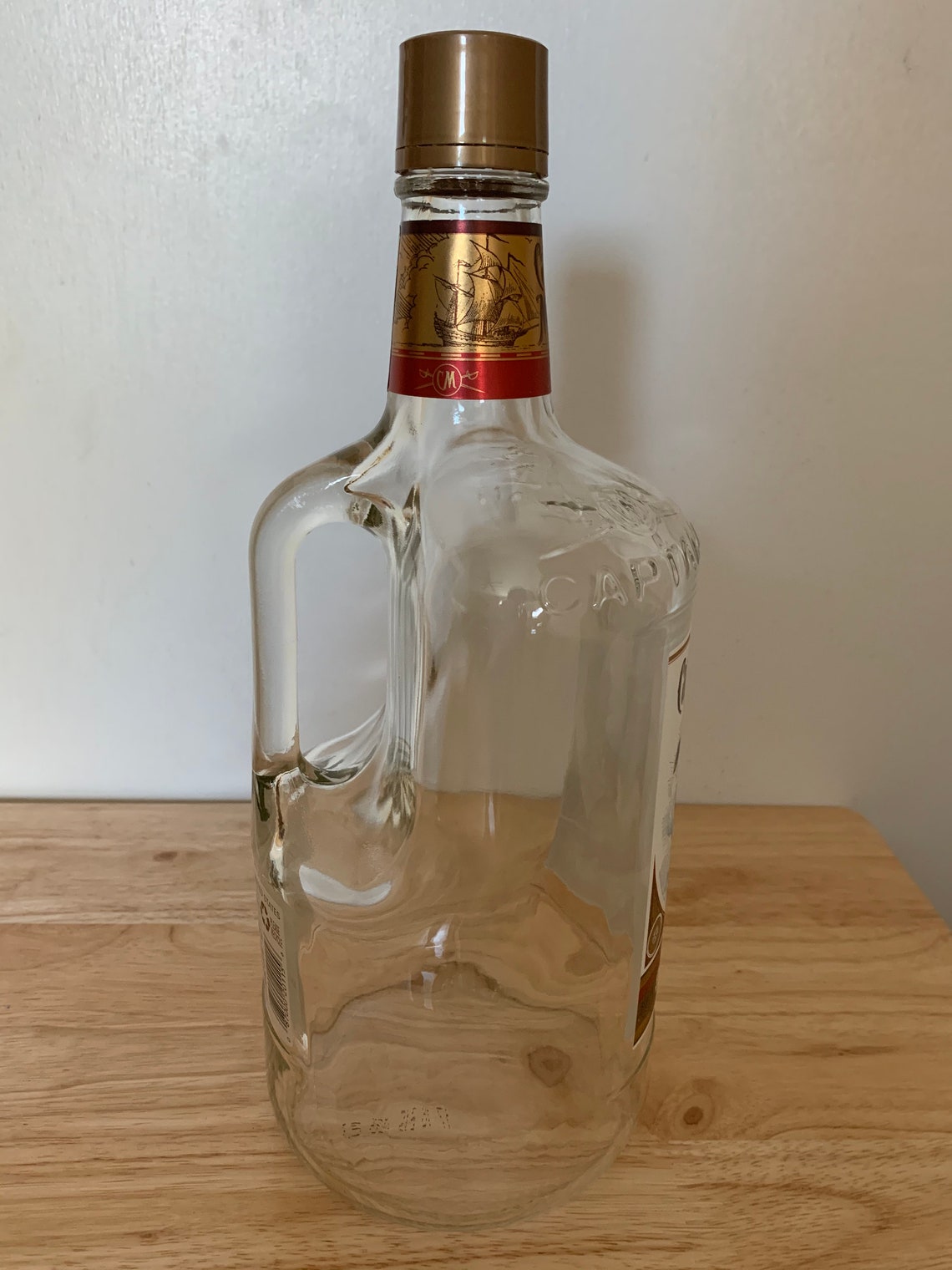 Captain Empty Spice Rum Clear Glass Bottle With Handle Etsy