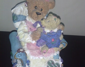 MAMA Bear And Baby Bear In *OLD Musical Rocking Chair* Plays Melody "Rock- A-By-Baby"