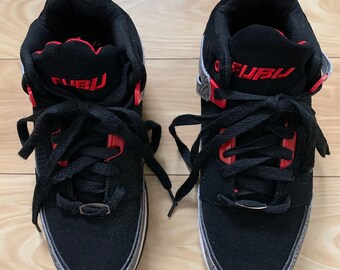 FUBU* Leather Boys Youth Red*black*grey* Lace up Hi Top Sneakers