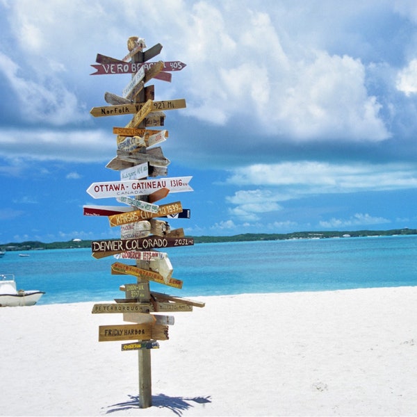 Directional Signs | Tiki Decor | Tropical Home Decor | Yard Destination Signs  | Tiki Statue Beach Signs | Ski Resort Signs