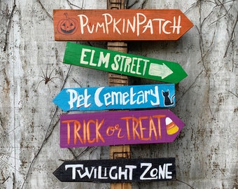 Halloween Home Decor Halloween Decorations | Tiki Decor | Directional Signs | Fall Wood Signs | Halloween Town Custom Signs | Pumpkin Patch