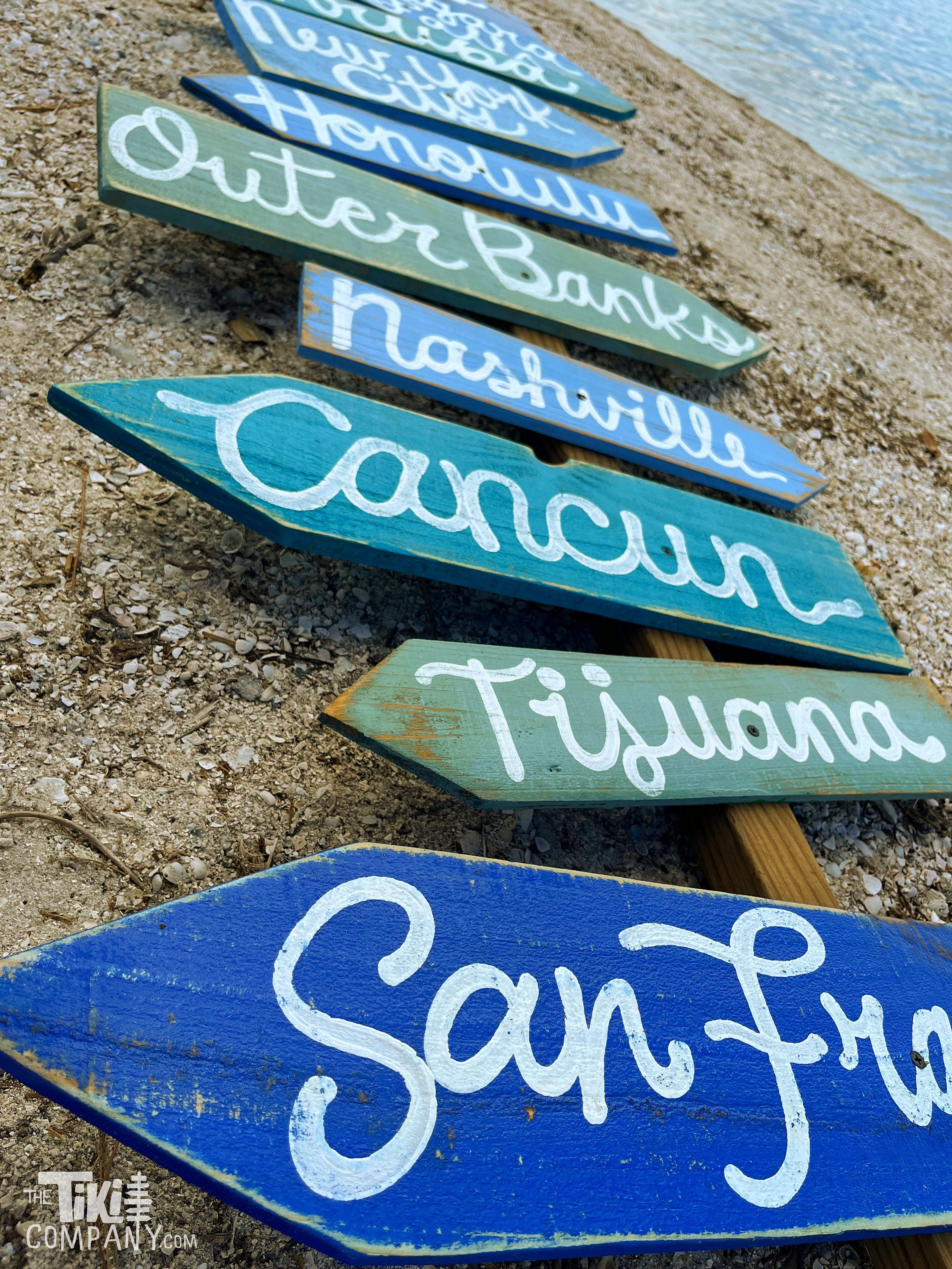 Oceanic Blue Rustic Custom Wood Signs , Signpost , Directional Sign ...