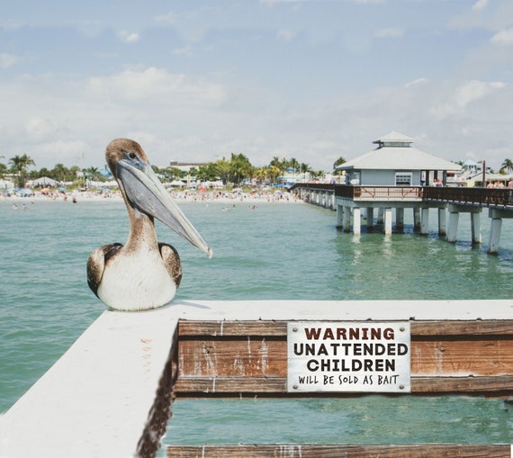 Funny warning Unattended Children Will Be Sold as Bait Fishing Sign, Bait &  Tackel, Beach Sign, Coasal, FL Keys Beach Decor, Fishing Decor 