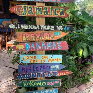 Set of 8 Tiki Decor Directional Signs Holiday Signs Tiki Decor Holiday Decor Custom Wood Signs Travel Unique Gift image 4