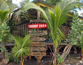 TRUMP 2024 Bar Sign , Wooden Sign, Yard Sign, America President Trump Republican Themed Sign for Outdoors , Former President Trump Tiki Sign