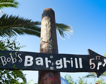 Tiki Decor Bar and Grill Customized Name Sign | Personalied Gift | Gift for Him | Disney TIkiland  |  Wood Directional Signs | Name Crest