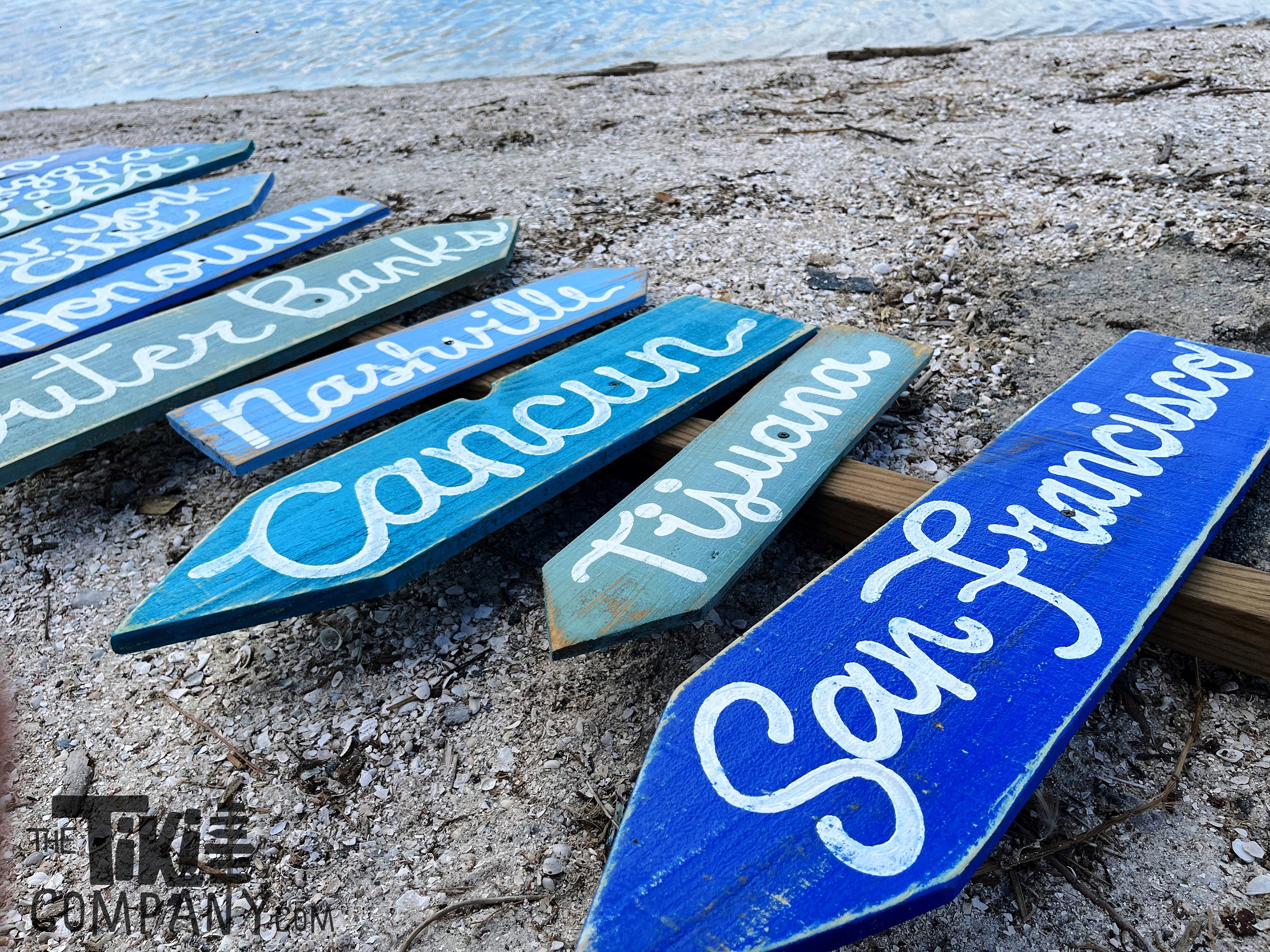 Oceanic Blue Rustic Custom Wood Signs , Signpost , Directional Sign ...