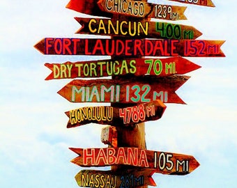Custom Directional Destination Tiki Bar Signs. Goes great next to the pool, in the Garden and Perfect as a Gift.