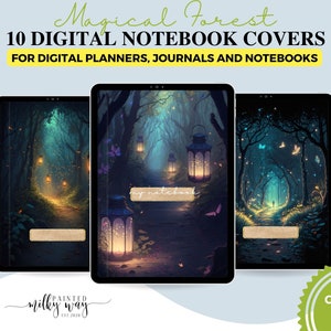 10 Digital Notebook Covers Magical Forest - Goodnotes Covers, Journal Covers, Planner Covers, Digital Journal. Diary, Fantasy Forest