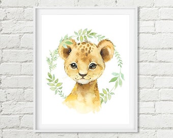 Baby Lion Nursery Art, Safari Lion Cub Printable Wall Art Africa Jungle Animal, Gender Neutral Nursery Decor 8x10, 11x14, A4, A3 Télécharger