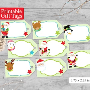 Printable Christmas Gift Tags for Kids Set of 8 DIY Santa - Etsy