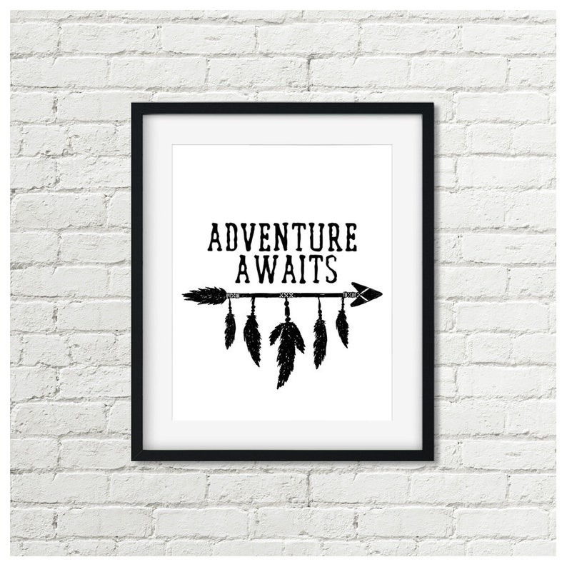 Adventure Awaits Print Arrow & Feathers Tribal Printable ...