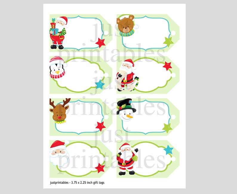Printable Christmas Gift Tags for Kids Set of 8 DIY Santa - Etsy