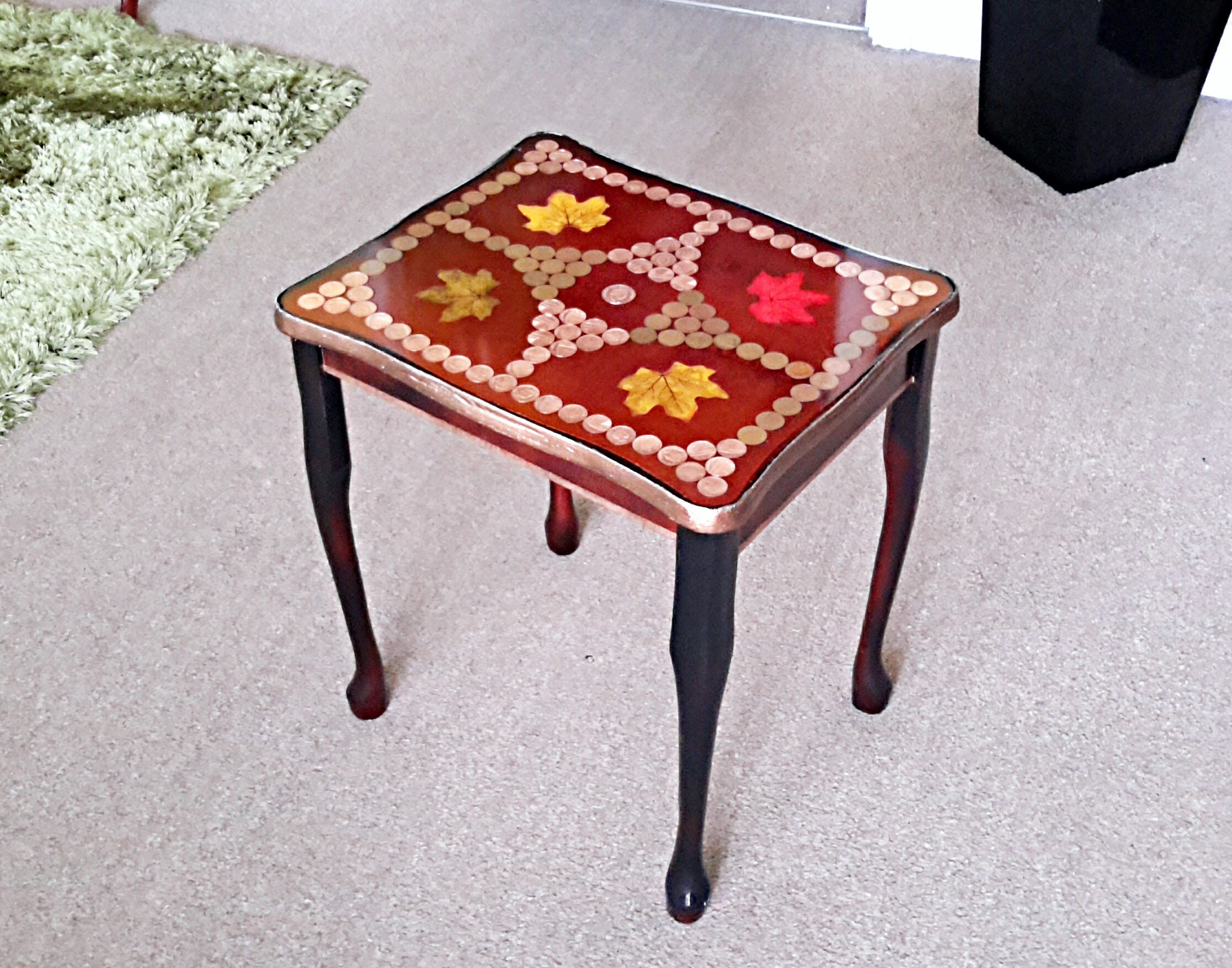 Penny table upcycled penny table side table coffee table ...