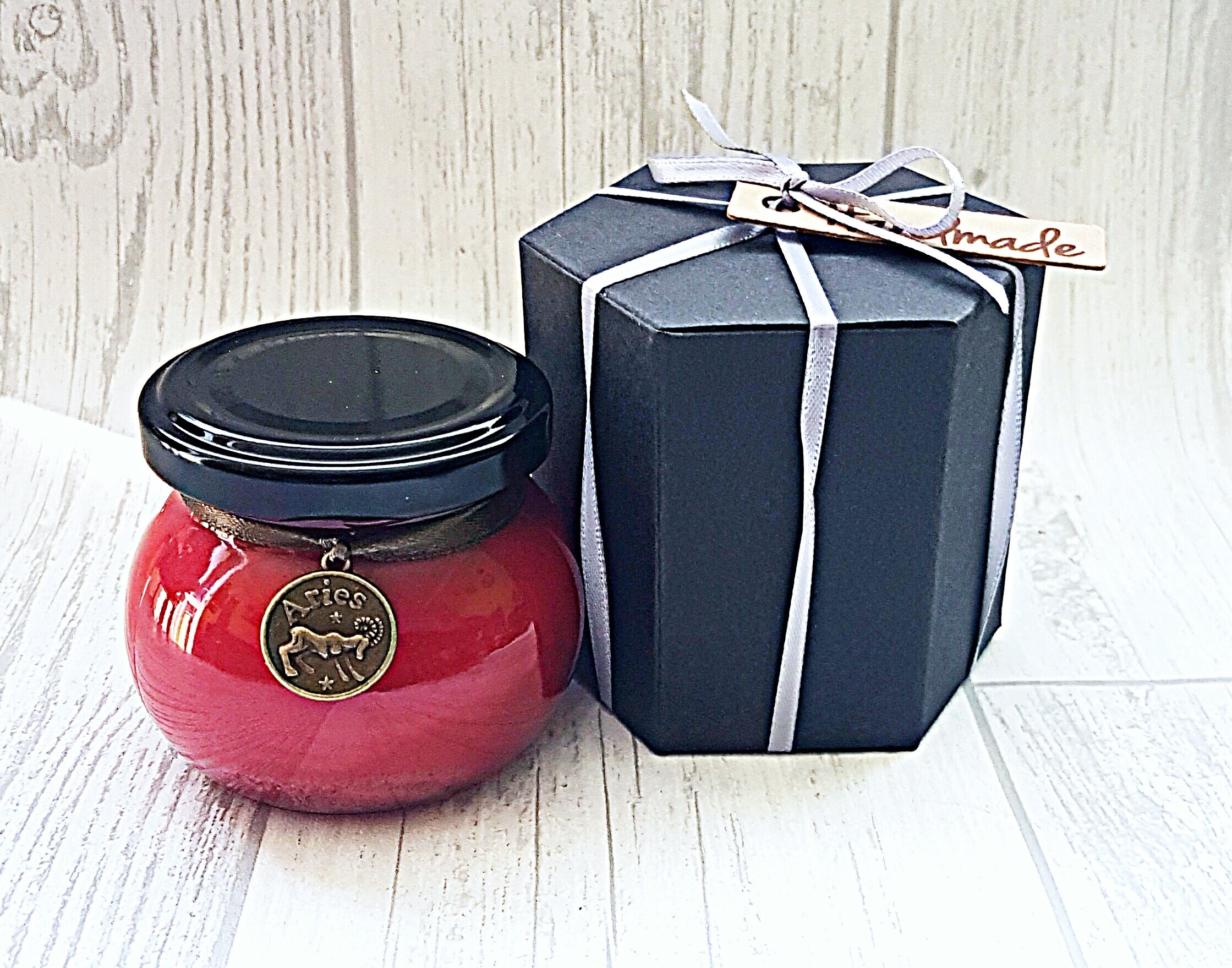 Aries zodiac candle horoscope candle candle with crystals Etsy