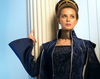 Padme Amidala Star Saga inspirado en el vestido de cosplay del senado