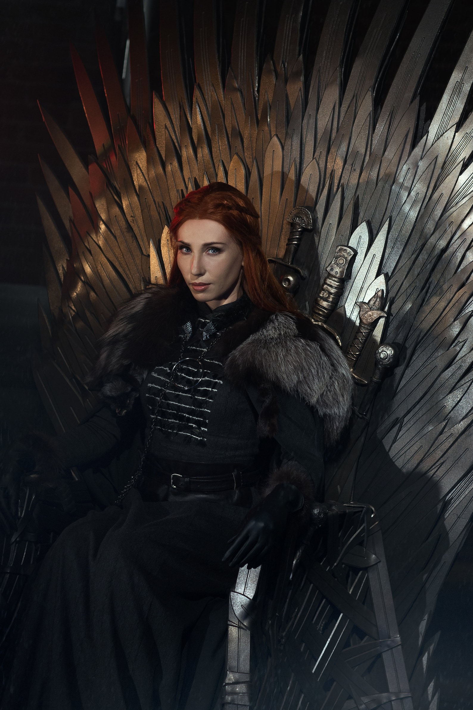 Queen Sansa Direwolf Black Dress Cosplay Costume