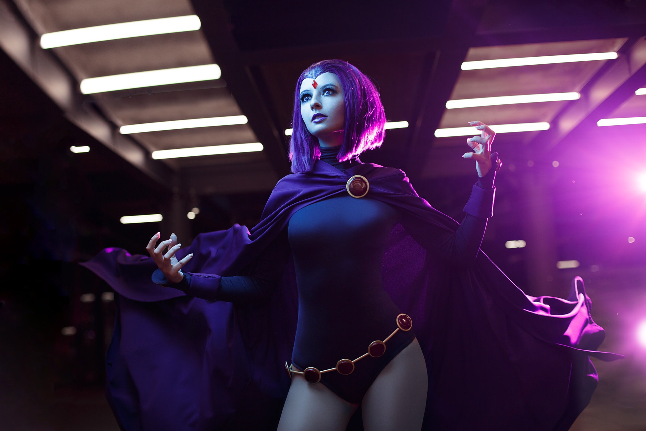 Teen Titans Raven Cosplay Traje De Super-herói Manto Zentai