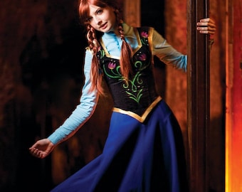 Anna Dress Cold Frozen Cosplay Winter Costume New Year Cartoon