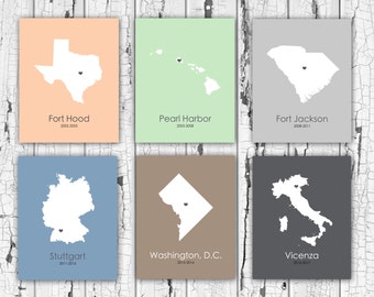 Where We've Lived, Travelling Family, Retirement Gift, Anniversary Gift, Army, Navy, Marine, Air Force, Military, PCS, Christmas Mom Dad