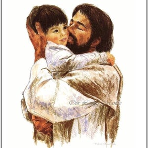 LOVE, Jesus Christ Holding Child ~ 8x10 Picture Art Print by Richard & Frances Hook