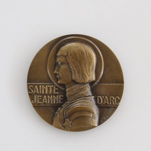 Vintage French Bronze St. Joan of Arc Medal | Signed E. Blin