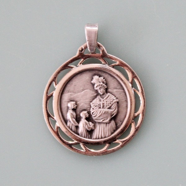 Vintage French Silver Our Lady of La Salette Medal | 2 Poincons | "JB" Jean Balme