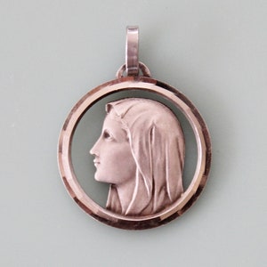 1 1/4&quot; Tall Vintage French Virgin Mary Medal