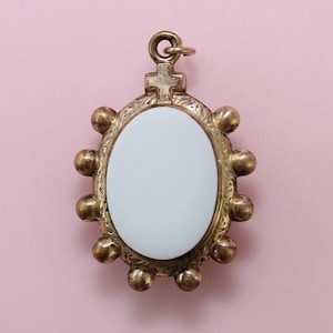 Late Victorian French Vermeil Double Sided White Onyx Religious Medal Pendant | Poincon