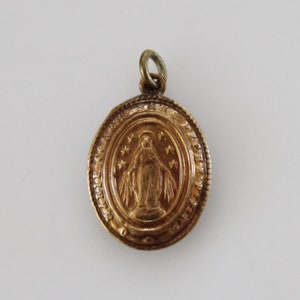 Vintage French Puffed Immaculate Conception & Salvator Mundi Medal