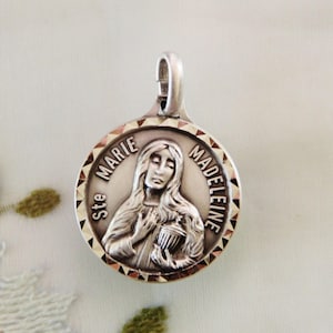 Vintage French Catholic Saint Mary Magdalene Medal