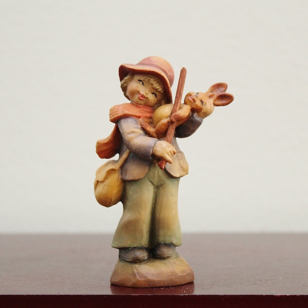 ANRI Juan Ferrandiz 3" Scale Vintage Figure Wood Carving 'Merry Melody' | Made in Italy