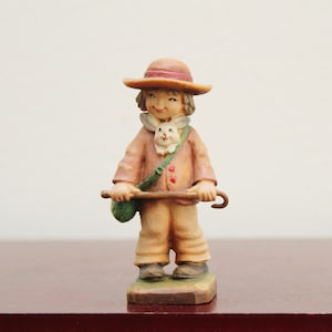 ANRI Juan Ferrandiz 3&quot; Scale Vintage Figure Wood Carving &#39;Friends&#39; | Made in Italy