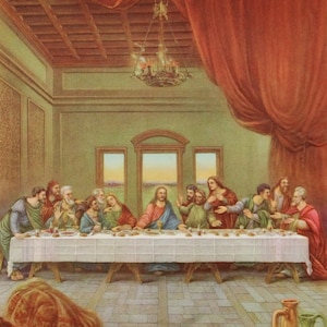 Vintage &#39;The Lord&#39;s Supper&#39; Religious Art Picture Print