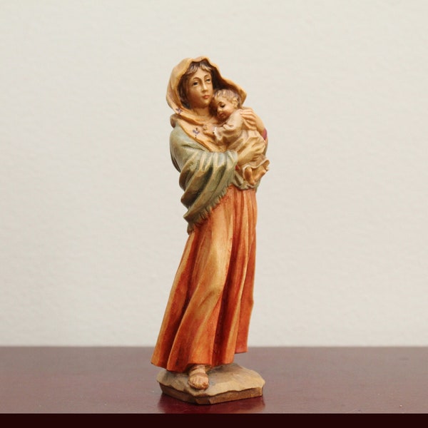 Excellent 6" ANRI Hand Carved Wood 'Madonna of the Street' (Madonna della Strada) | Made in Italy