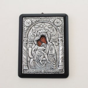 9-1/2&quot; Theotokos Byzantine Icon with Metal Oklad