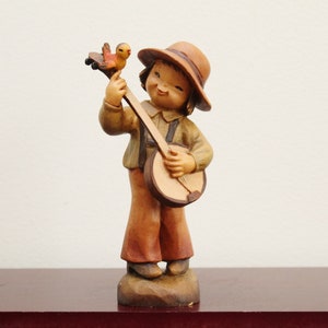 ANRI Juan Ferrandiz 6&quot; (15cm) Vintage Figure Wood Carving &#39;Happy Strummer&#39; | Limited Edition | Made in Italy