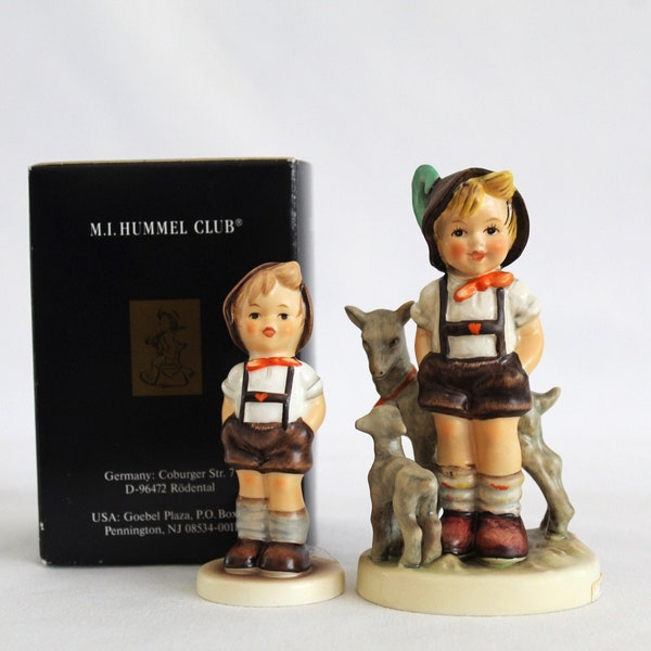 Lot of 2 Near Mint Hummel Goebel 'For Keeps' and 'Little Goat Herder' Figurines (Hum 630 and Hum 200/0) | Tmk-5 | W. Germany