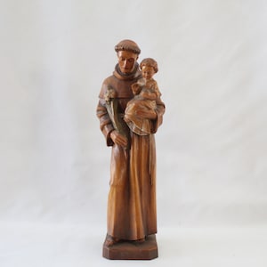 Pleasing 10&quot; ANRI Saint Anthony of Padua Wood Carving | Made in Italy
