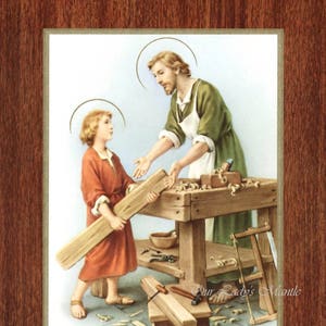 Saint Joseph the Worker  - 7" x 9" Unframed Vintage Catholic Print Picture from Italy