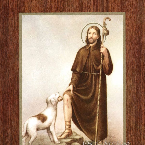 Saint Roch San Rocco - 7" x 9" Unframed Vintage Catholic Print Picture from Italy