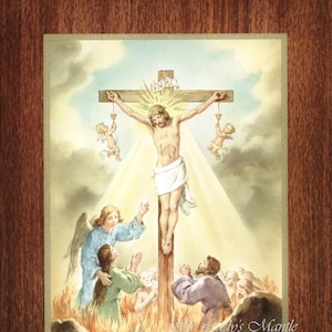 Most Precious Blood of Jesus and the Holy Souls in Purgatory- 7&quot;x9&quot; Unframed Vintage Catholic Print Picture from Italy