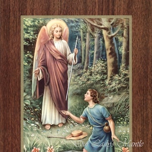 Saint Raphael the Archangel  - 7&quot; x 9&quot; Unframed Vintage Catholic Print Picture from Italy