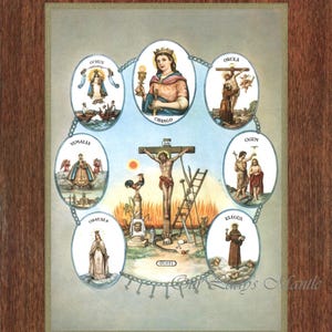 Siete Potencias  - 7&quot; x 9&quot; Unframed Vintage Catholic Print Picture from Italy