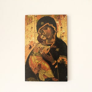 Very Nice 13-1/4&quot; Hand Crafted Our Lady of Vladimir (Theotokos) Icon | Handcrafted in Maria Laach Abbey, Germany