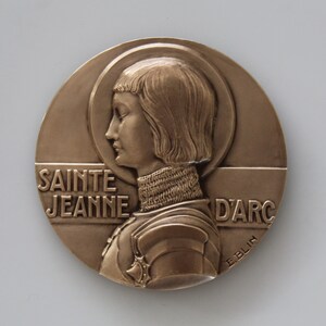 Vintage French Bronze St. Joan of Arc Medal | Signed E. Blin