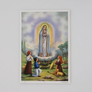 Large Pristine 5-3/8&quot; Our Lady of Fatima Catholic Holy Card | Printed in Italy