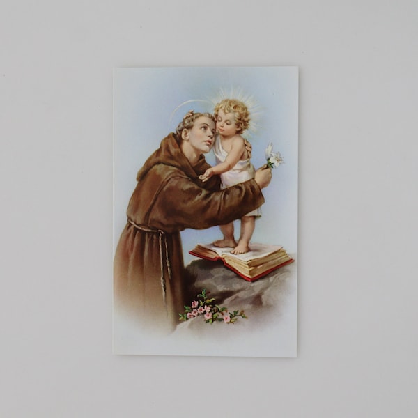 Large Vintage Saint Anthony of Padua Holy Card | Pristine | Printed in Italy