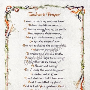 TEACHER'S PRAYER by James J. Metcalf - 8x10 Art Print Picture