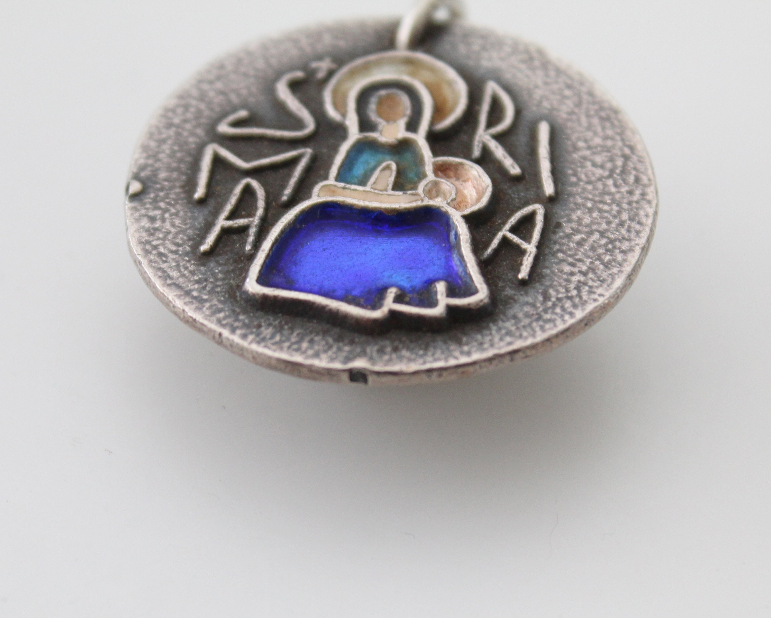 Vintage French Silver and Enamel Madonna and Child Modernist Medal ...